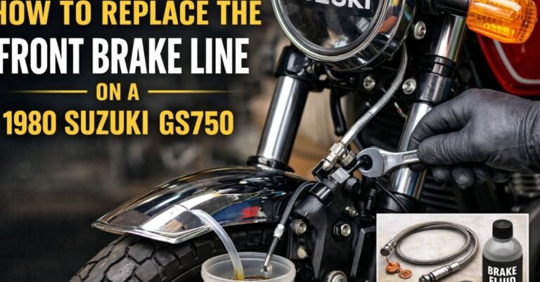 How to Replace the Front Brake Line on a 1980 Suzuki GS750? image
